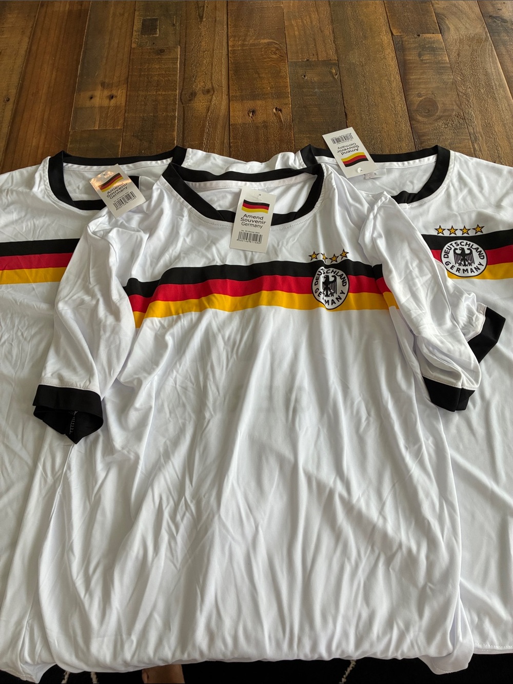 3 Germany Soccer Jersey with Black Red Yellow Stripe Sz: M, L and 2XL